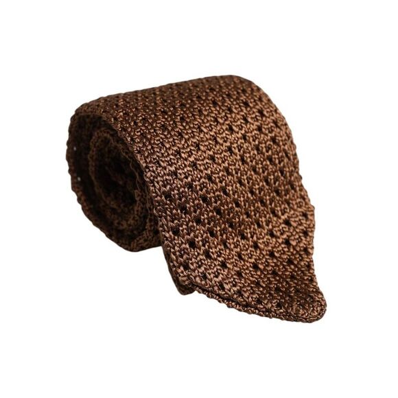 Dolce & Gabbana Knitted Silk Tie Men Brown Ties